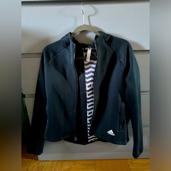 - Adidas Hoodie Zip Up Black Size Medium - Picture 1 of 6